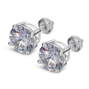 Certified 6ct. t.w. Moissanite Diamond Round Stud Earrings NEW A